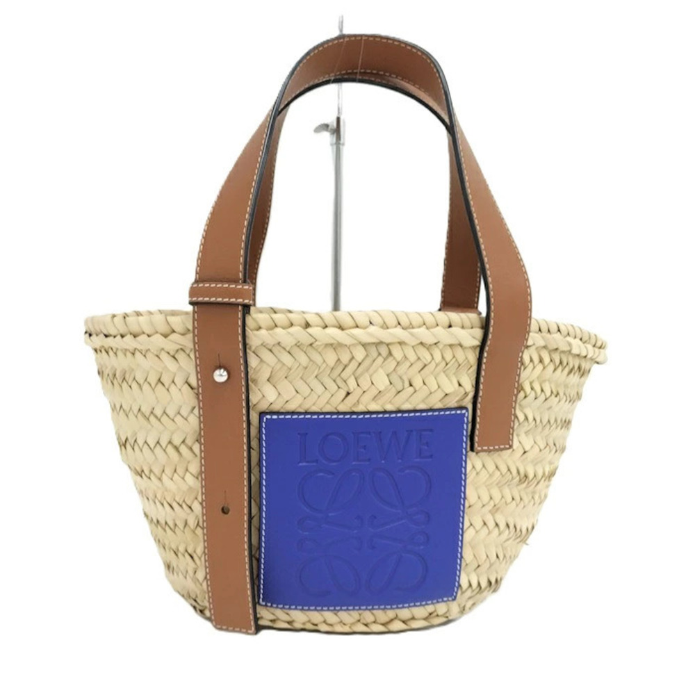Loewe Straw Tan Basket Bag Handbag Raffia Blue